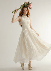 French White Halter Mini Dress